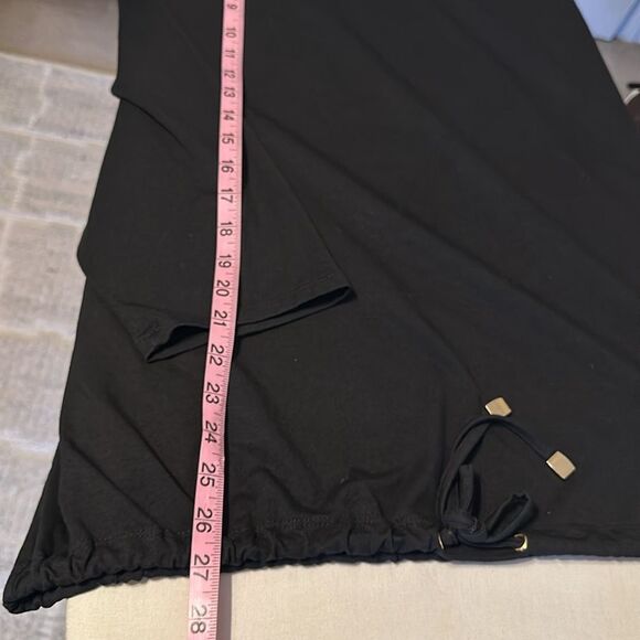 Chico’s Button-Shoulder Long Sleeve Drawstring Bottom Crewneck Shirt Black 20/22 - Picture 10 of 12